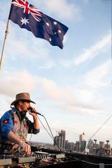 Diplo performs on top of the Sydney Harbour Bridge