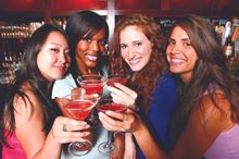 Sex and the City Hotspots Tour -- four gals enjoying their cosmos at Onieal's in SoHo.