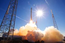 The Future is Now - A SpaceX Falcon 9 rocket lifts off from Cape Canaveral Air Force Station on a commercial orbital transportat