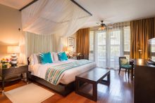 A bedroom at the all-suite Marigot Bay Resort and Marina, Saint Lucia