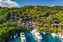 A bird's eye view of Marigot Bay Resort and Marina, Saint Lucia