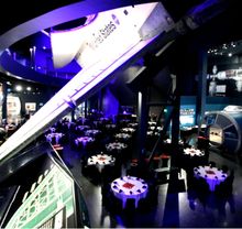 No where else on Earth can you dine underneath a real space shuttle.