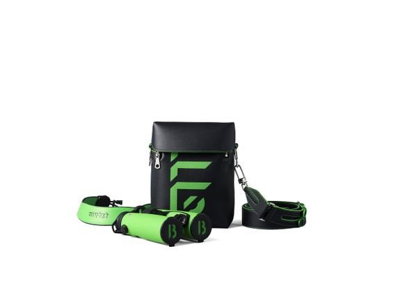 The lime green EL 8.5x42 binoculars, which have been created in collaboration with Byredo, will be sold with a matching handmade leather field bag and carrying strap
