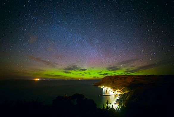 The Northern Lights at Cullen Bay, Aberdeenshire 