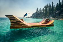 Bob Burnquist Floating Skate Ramp on Lake Tahoe
