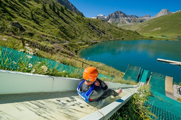 Tignes water slide, Alpine Antics activity