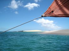 Sailing away from Margaruque Island, Bazaruto Archipelago, Mozambique
