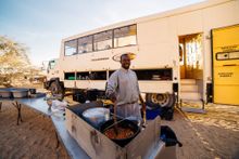 Cooking for the group, Acacia Africa overland tour