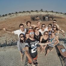 Camping Overland tour group, Elephant Sands, Botswana