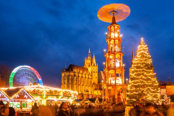 Erfurt Christmas market with Christmas pyramid Erfurt Christmas market with Christmas pyramid