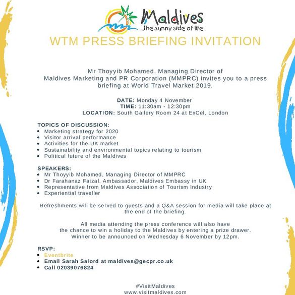 Maldives Marketing and PR Corporation (MMPRC) WTM Press Briefing
