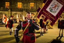 Yulefest, medieval flag wavers 