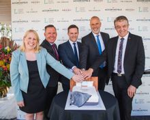 L to R: Dr Michelle Byrne, The Hills Shire Council Mayor, Simon McGrath, Accor Pacific COO, The Hon Alex Fraser MP, Member for Mitchell, Mr Chris Calvert, Lewis Land Group CEO, Mr Ray Williams MP, Member for Castle Hill