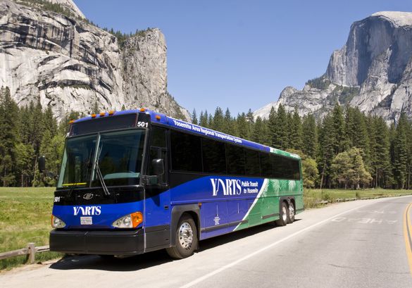 A Yosemite Aree Regional Transportation System bus sits in Yosemite Valley. YARTS will add six electric buses to its fleet in 2020 making it the first public transit agency to utilize battery-operated vehicles for service into a National Park. A Yosemite Aree Regional Transportation System bus sits in Yosemite Valley. YARTS will add six electric buses to its fleet in 2020 making it the first public transit agency to utilize battery-operated vehicles for service into a National Park.