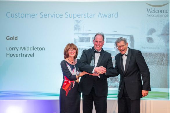 Beautiful South Awards 2019_2020_Customer Service_L to R Sue Gill, Director of Training Services: Lorrie Middleton, Hovertravel Isle of Wight and Simon Calder
