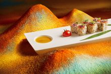 NOBU Nikkei Peruvian Experience (Winter Andes Mountain Menu - SEAFOOD CEVICHE ROLL- Rocoto, Crispy Peruvian Purple Potato