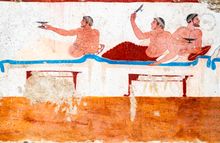 Lucanian Painted Tombs at Paestum Museum, Italy
