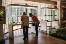 Guests at a museum on the Pompeii tour