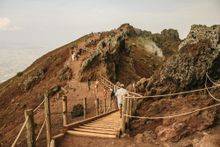 Climbing the crater of Vesuvius, Italy