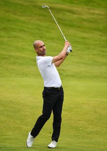 Pep Guardiola playing golf. Image courtesy of Sportsfile.