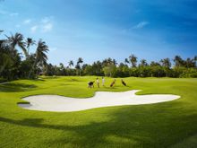 The golf course at Velaa Private Island in the Maldives.