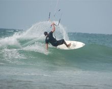 Kitesurfing at Bracklesham Bay, West Sussex