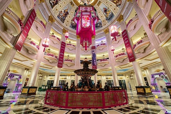 Photo caption: The Parisian Macao features colourful festive Chinese New Year decorations, including lanterns, floral displays and tree lights.