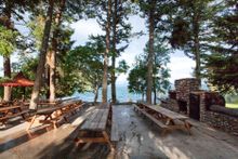 Looking out from the Main Lodge onto Flathead Lake. 