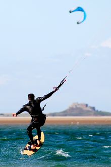 Windsurfing in view of Bamburgh Castle
