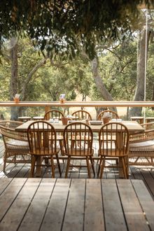 Dining on the deck, Meelup Farmhouse