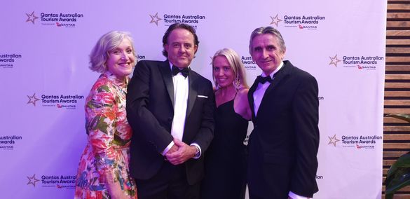 Tourism and Events Queensland CEO Leanne Coddington, Visit Sunshine Coast CEO Simon Latchford, Queensland Tourism Industry Development Minister Kate Jones and Queensland Tourism Industry Council CEO Daniel Gschwind