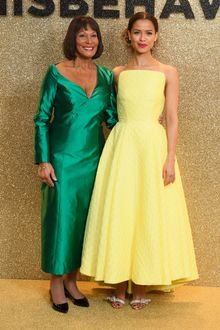 MISBEHAVIOUR world premiere, 10th March 2020: Grenadian, Jennifer Hosten who was the first woman of colour to be crowned Miss World in 1970 alongside (right) Gugu Mbatha-Raw who plays her in movie 'Misbehaviour', in Uk cinemas 13th March 2020.