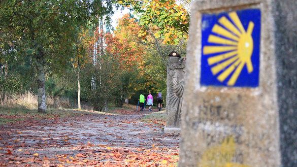 Pilgrims on the Camino de Santiago, Autumn Pilgrims on the Camino de Santiago, Autumn