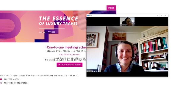 An online meeting taking place during the virtual Essence of Luxury Travel show. An online meeting taking place during the virtual Essence of Luxury Travel show.