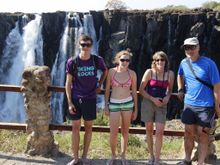 Family on safari at the Victoria Falls