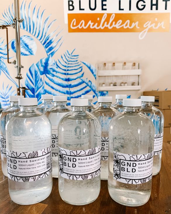 Blue Light Gin distillery in Grenada has switched production from gin and aloe-vera infused hand sanitiser 