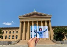 Rocky at the top of the steps leading to the Philadelphia Museum of Art. Photo by Andrea David @filmtourismus.