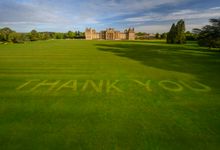 Gardeners at Blenheim Palace have mown a thank you to frontline workers into their lawn PIC Pete Seaward