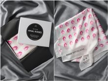 Anal Kisses Scarfe by Mona, based on an artwork series by Wim Delvoye (the artist behind Cloaca Professional, aka the poo machine, and Tim)