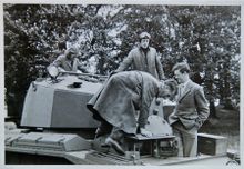 Landing craft with Lady Rosemary far left and the 11th Duke far right 