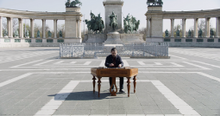 Cimbalom player Miklós Lukács at Heroes' Square