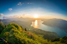 Sunset over lake Thun