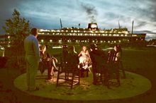Sierra and Steve Wedding - bonfire @ The Lake House w SS Badger at dusk