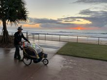James McAlloon leaving the Sunshine Coast on his Footsteps for Food quest. 