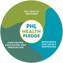 The PHL Health Pledge initiative comprises three key components – PHL Health Advisors, Resources For Safely Reopening, and Continuing Education and Innovation
