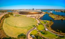 Optus Stadium and Matagarup Bridge