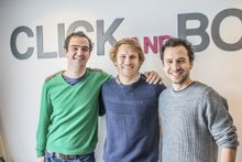 Click&Boat Founders Edouard Gorioux (right) and Jérémy Bismuth (left) with professional offshore yacht racer and Click&Boat ambassador François Gabart (middle)