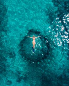 PureGrenada Just-For-You. Aerial view of the world's first Underwater Sculpture Park, Grenada.