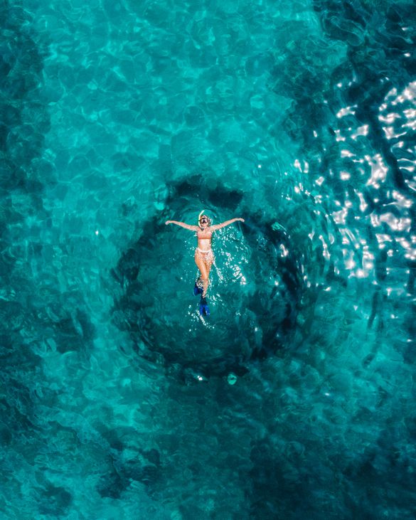 PureGrenada Just-For-You. Aerial view of the world's first Underwater Sculpture Park, Grenada.