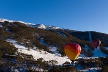Hot air balloons taking off for the first time ever from Thredbo